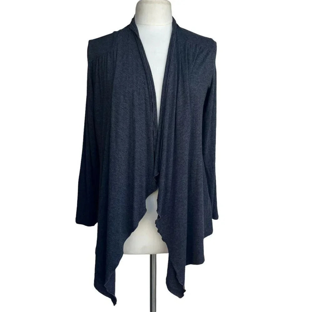 J JILL Women’s Petite Size S Charcoal Stretch Open Front Long Sleeve Cardigan